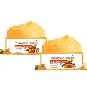 Turmeric Lemon Lip Scrub with Brush, Lip Scrubber Exfoliator for Dark Lips, Dry, Chapped Lips, Reduce Fine Lines, Natural Nourish Sugar Lip Scrub with Aloe Vera, Deep Hydration Moisturization