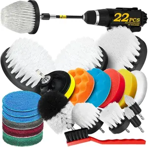 22Pack Drill Brush Attachments Set,Scrub Pads & Sponge, Buffing Pads,Power Scrubber Brush,Car Polishing Pad Kit,Wax Applicator Pad,Car Cleaning Kit,Masonry Brushes,Cleaning Supplies