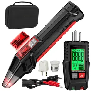 Circuit Breaker Finder with LCD Display, GFCI Outlet Tester, Electrical Circuit Tracer Tool with NCV Test & Flashlight, Includes Carrying Case and Adapters- KT301P