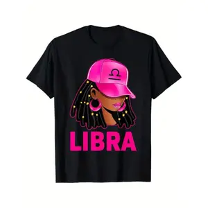 Libra Queen Loc'd Hair Black Woman Cap Zodiac Sign T-Shirt, 100% Cotton, Gift for Men Women Dad Mom Friends, S-XXXL, Black