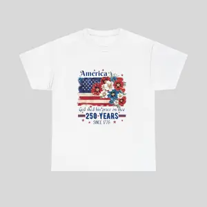 America 250 Years Shirt – Vintage USA Flag Floral Tee, 1776–2026 Patriotic T-Shirt, 4th of July Gift