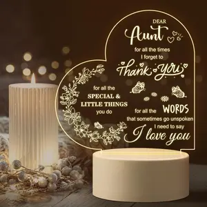 Letter Pattern Night Light, 1 Count USB Plug-in Creative Heart Shaped Night Lamp, Decorative Light for Home Bedroom Living Room, Gift for Aunt, Nightlight Bedroom