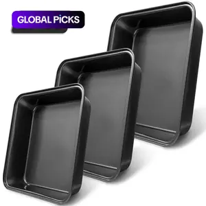 Non-stick Brownie Pan, 2/3pcs Rectangular Carbon Steel Baking Tray, Cake Baking Tray for Oven, Kitchen Bakeware #GLOBAL PICKS