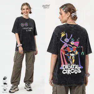 Digital Circus Unisex Vintage Wash Graphic Tee - Premium Heavyweight Oversized Streetwear T-Shirt - 100% Organic Cotton Unisex Drop Shoulder Top
