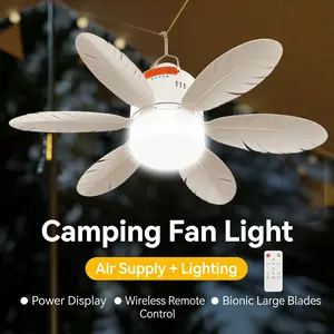 Outdoor Camping Remote Control Ceiling Fan Light, Multi-Function USB Charging Tent Fan, Silent High Wind Hanging LED Lighting Lamp