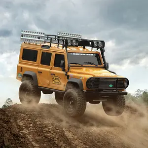 MN-111 1:18 Scale 4WD Remote Control Climbing Vehicle Kit — DIY Unassembled Off-Road RC Truck (Land Rover Defender model), equipped with a liftable bridge and LED lighting
