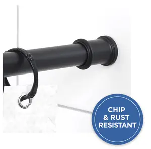 Adjustable Tension Shower Curtain Rod, 44”–72”, No Drilling, Matte Black