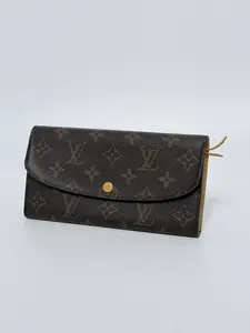 Pre-owned Louis Vuitton Canvas Long Wallet Monogram with Yellow Color Interior JC69LV