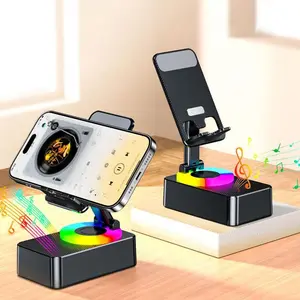 Cell Phone Stand with Wireless Bluetooth Speaker, LED, Anti-Slip Base HD Surround Sound,Perfect for Home/Outdoor with Bluetooth Speaker for Desk Compatible with iPhone/ipad/Android,Gifts for Men Women Silicone Adjustable
