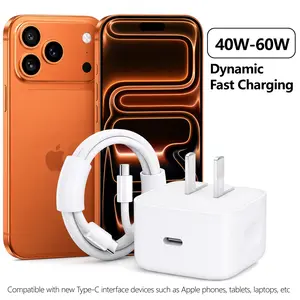 USB C Fast Charger, 40W-60W Dynamic USB C Wall Charger for Apple iPhone 17 16 15 Pro Max, Foldable Fast Power Adapter Compatible with MacBook Air, iPad, Samsung S25, with 5FT Braided USB-C Cable