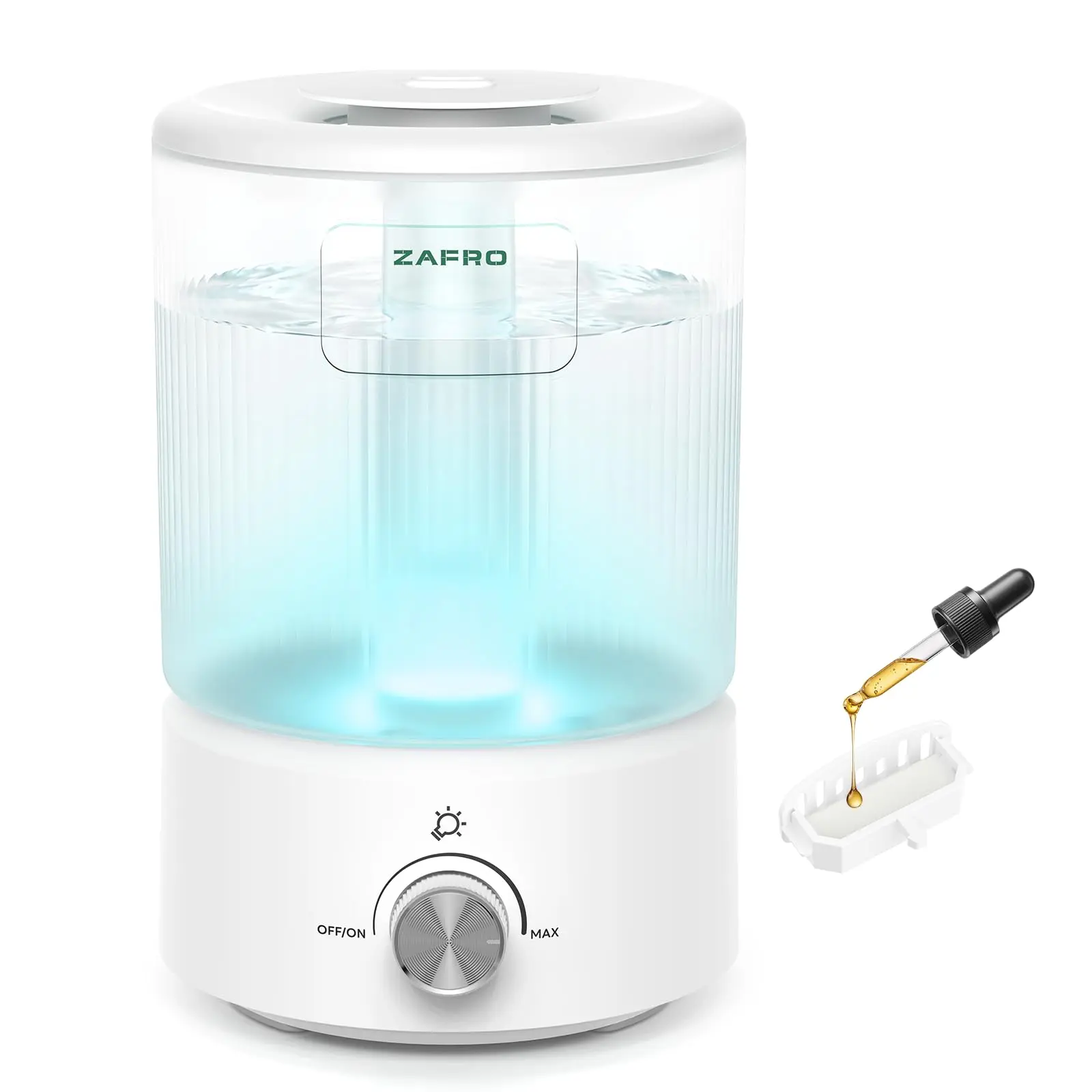 ZAFRO 2.5L Ultrasonic Cool Mist Humidifier for Bedroom, Top-Fill Lid Keeps Refills Simple (Top-Fill Ease), 24dB Quiet, 7-Color LED Light Nightlight, Multiple Mist Levels, Auto Shut-Off, Easy-to-Use Smart Humidifier, White