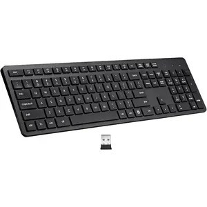 L-KBB002  Wireless Keyboard, 2.4G USB External Silent Cordless Keyboard for Windows Chrome Laptop Computer PC Desktop Notebook Chromebook, 106 Keys Full Size with Number Pad (Black)