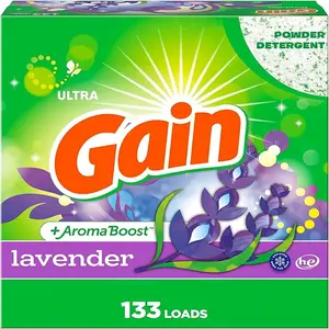 Gain Ultra Lavender Powder Laundry Detergent, 133 Loads, 123 OZ, AromaBoost Technology, Safe for High-Efficiency Washers