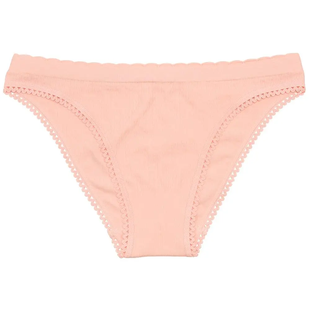 Seamless Textured Bikini with Picot Trim