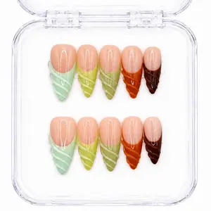 Silk Touch — Earthy Gradient Stiletto Press-On Nails | Silk Swirl Texture