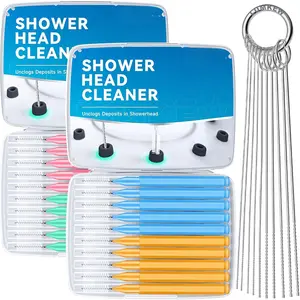 Multiszie Shower  Cleaner Tool, Shower  Cleaning Brush for Small Hole Nozzle with Storage Boxes, Showerhead Cleaner Picks Unclogger for Household Bathroom, 30 count