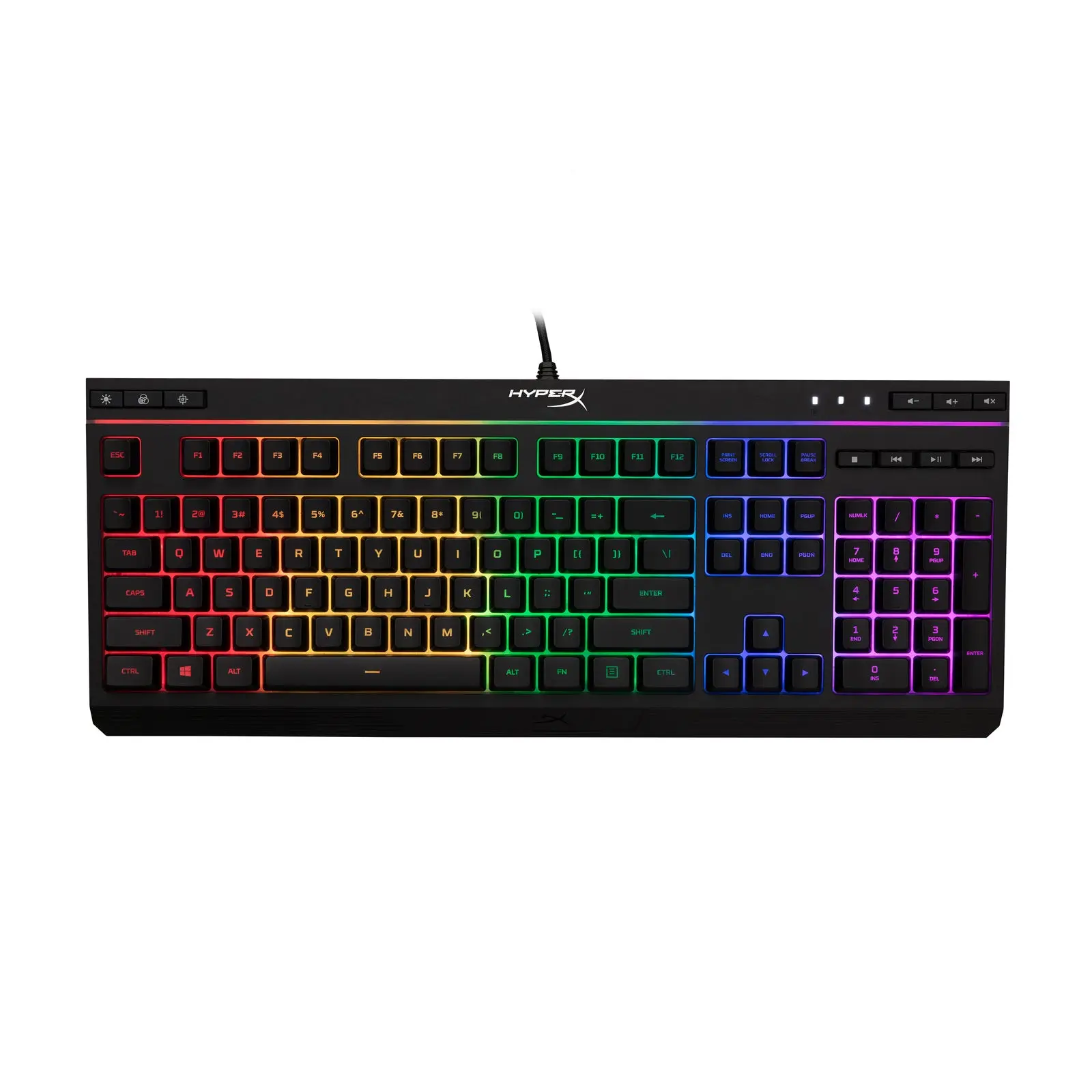 HyperX Alloy Core RGB Wired Gaming Keyboard - Rainbow, RGB Lighting, Spill Resistant, 3 Brightness Levels, Wired PC Gaming Accessory for Gamers