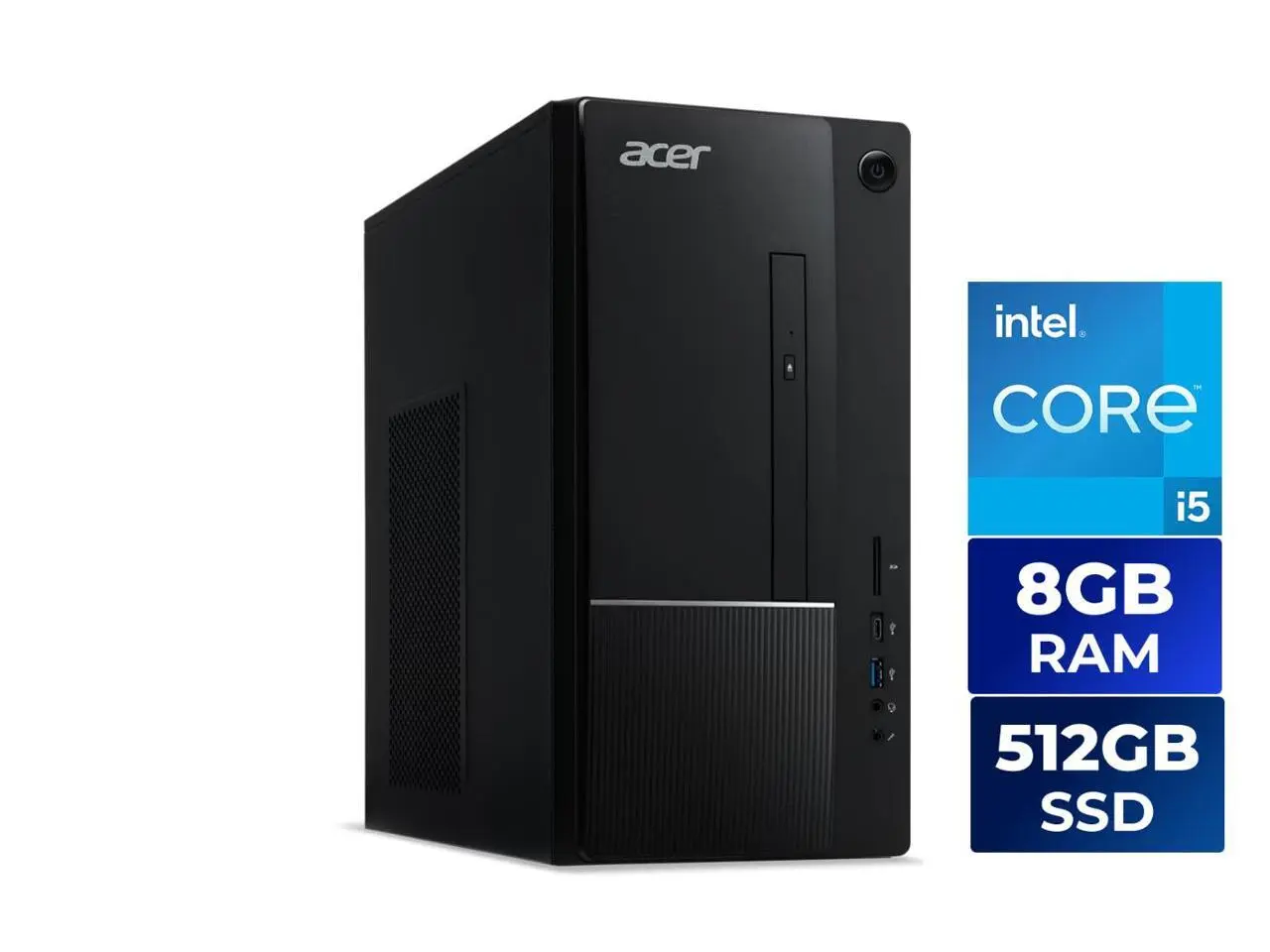 Acer Aspire Desktop Computer Intel Core i5-14400, Intel UHD Graphics 730, 8GB DDR5, 512 GB PCIe SSD, Windows 11 Home 64-bit - TC-1775-UR11