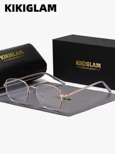 KIKIGLAM 1 Piece Unisex Full Frame Plano Glasses，Anti Blue Light Square Frame Plano Glasses，Quiet Luxury, Exuding Confidence