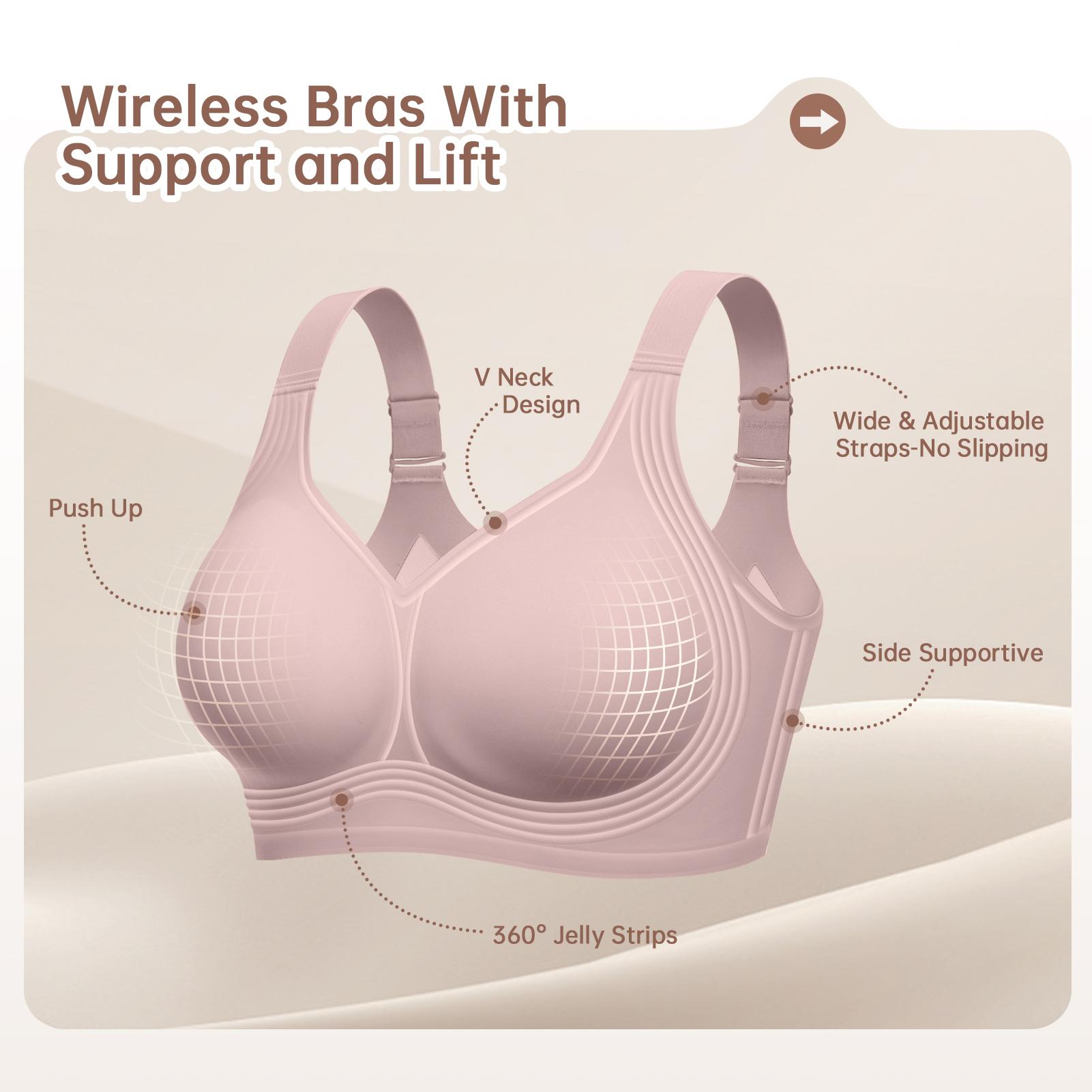 OEAK Womens Jelly Bra Wireless Leopard Plus Size Supportive Seamless Bras Full Coverage Push Up Comfortable No Underwire T Shirt Bras