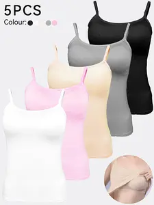 5PCS camisole tops for women built in bra camisoles for women for under clothes womens camisole womens tops vest tops for women Womenswear