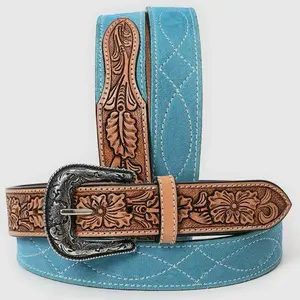 Baby Blue Leather Suede Gunslinger Belt