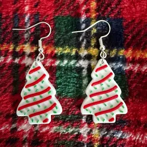 Little Debbie Christmas Tree Snack Cakes Inspired Hook Earrings Stainless Steel Hooks 3D Printed
