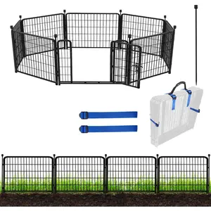 24 in(H) Garden Fence with Gate, 8 Panels Total 19.7 Ft(L), Heavy Duty Iron Metal  Barrier Fence,  Fence Outdoor for Yard, Temporary Fencing, No Dig Garden Border Fencing