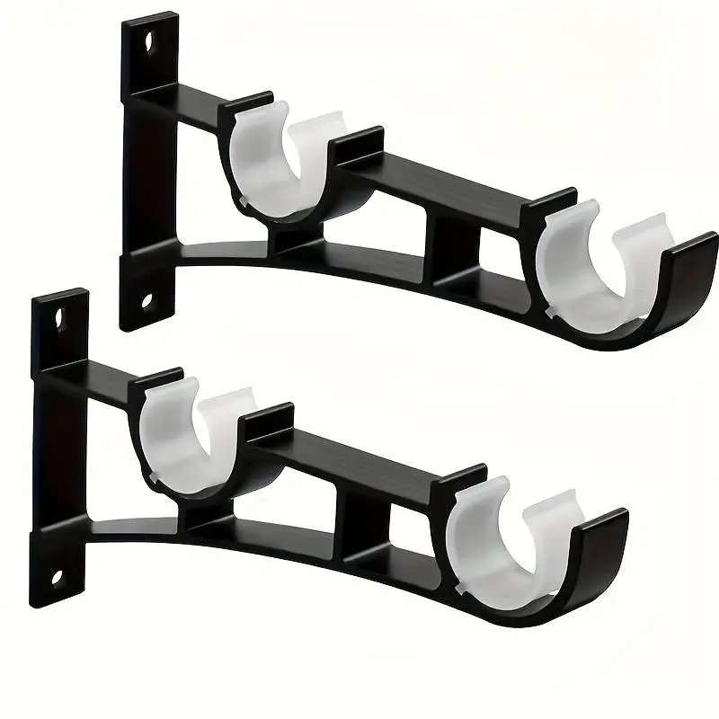 Double Curtain Rod Bracket, Heavy-duty Curtain Rod Bracket, Buckle Design Curtain Rod Rack for Secure Hanging, Curtain Rod Accessories, Curtain Rod Holders