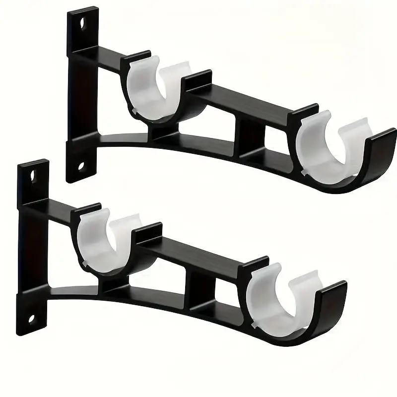 Double Curtain Rod Bracket, Heavy-duty Curtain Rod Bracket, Buckle Design Curtain Rod Rack for Secure Hanging, Curtain Rod Accessories