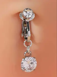 Elegant No-Pierce Cubic Zirconia Belly Button Ring, Stylish Body Jewelry Gift for Any Occasion, Women's Fashion Accessory Non Piercing Jewelry