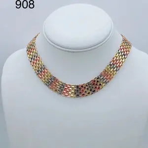 Beautiful Necklace # 908 - 15 mm & 17.5 Inch Long, Multi-Colored Design with Braided Pattern