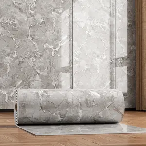 Marble tile wall stickers, thick self-adhesive waterproof wallpaper for kitchen and bathroom, aluminum-plastic panel, high-res water-based laminate, XPE material, easy DIY install, suitable for bedroom, living room, and bathroom.