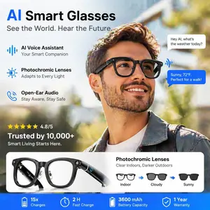 [Summervibes] Coucur 2026 New-Generation G1 Smart Camera Glasses with AI Photo Recognition Real-Time Translation & Charging Case as Power Bank for Bluetooth Calls Music Playback Stylish Travel Accessory - Photochromic Lenses Wearable