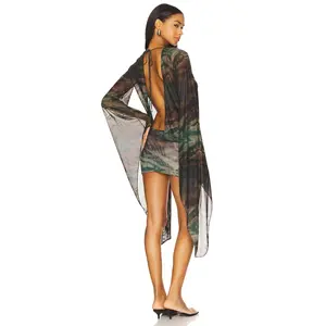 Jaded London Draped Xxl Sleeve Dress in Brown