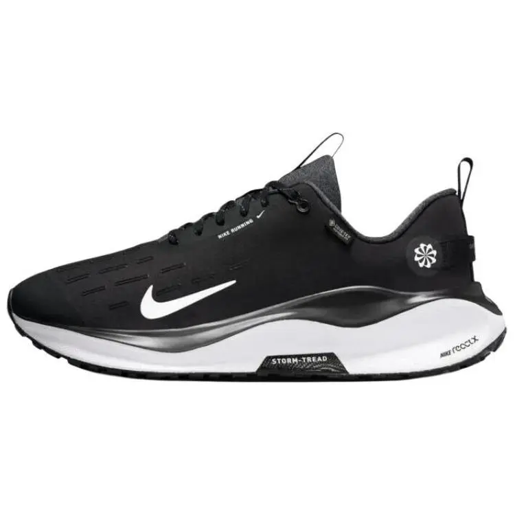 Male Nike ReactX Infinity Run 4 GORE-TEX Lace-Up Running Sneakers - Black/White, Responsive React Foam Cushioning, Water-Resistant, Snug Fit, True Size, for Daily Wear & Light Training