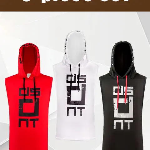 SKYWEHYD Men's High Stretch Quick Dry Hooded Gym Tank Top - Breathable Sleeveless Workout Clothes, Bold Graphic Print, Moisture Wicking, Water Resistant, Machine Washable, for Basketball, Father's Day Gift