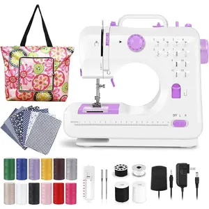 Sewing Machine for Beginners, Mini, 12-in Stitches with Reverse Sewing, 2 Speeds with Foot Pedal, Bag, Cotton and Threads(Set)