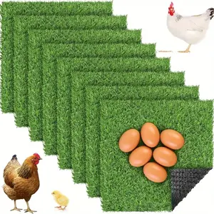 8pcs Chicken Nest Box Mat 12x12inch Artificial Grass Carpet, Perfect for Indoor and Outdoor Nesting, Durable Synthetic Grass Mat for Pet Garden