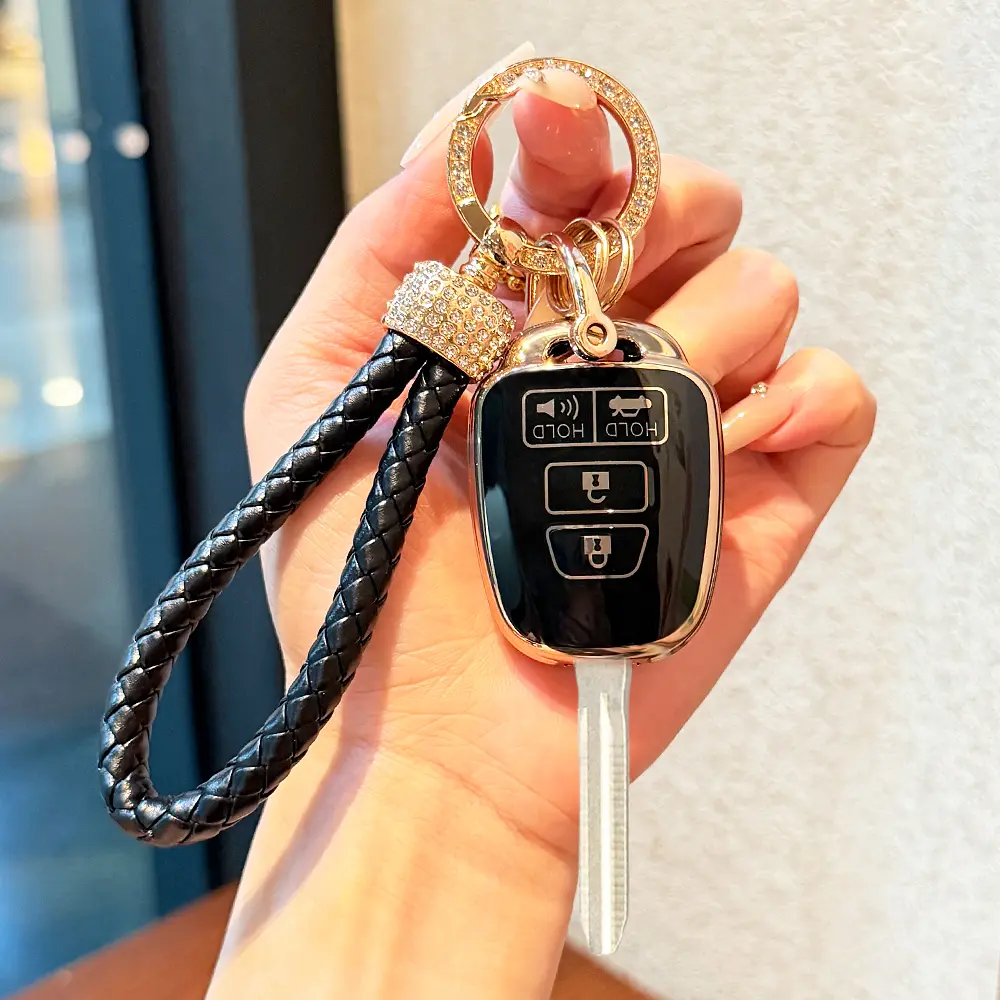 TPU Protective Key Fob Cover Case Compatible with Toyota 2012-2017 Camry 2014-2017 Corolla Smart Remote Key Fob，Suitable for straight board keys，Applicable to straight-shaped keys