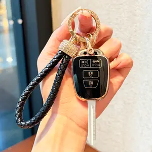 TPU Protective Key Fob Cover Case Compatible with Toyota 2012-2017 Camry 2014-2017 Corolla Smart Remote Key Fob，Suitable for straight board keys，Applicable to straight-shaped keys