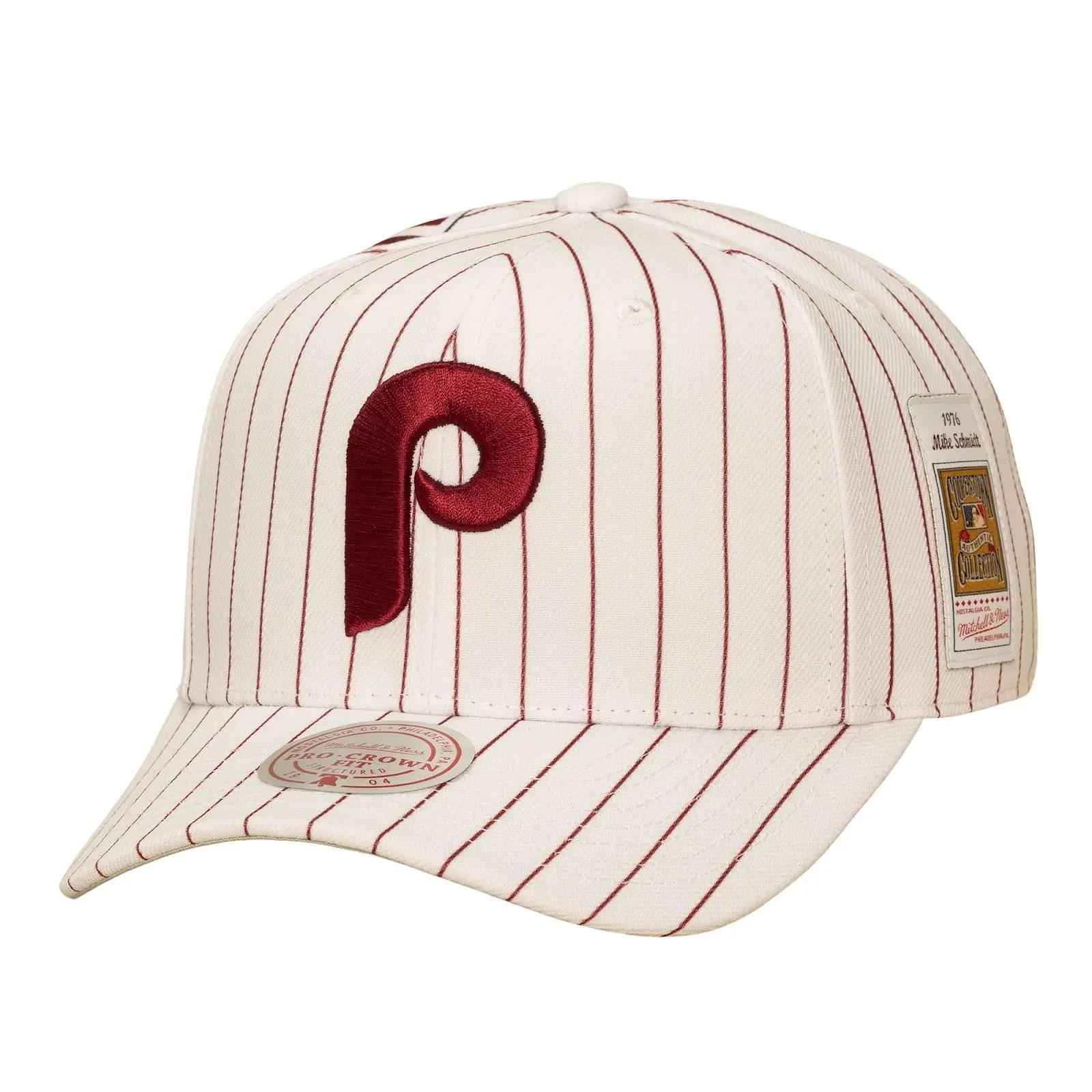 Mike Schmidt Philadelphia Phillies 1976 Cream Cooperstown Jersey Cut Pro Crown Snapback Hat MLB Throwback Cap Adjustable Fan Gear Mitchell & Ness