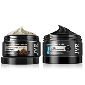 JVR Blackhead Remover Mask and Face Scrub for Men, Charcoal Peel Off Black Mask, Facial Mask Purifying and Deep Cleansing for All Skin Types Skincare Exfoliant