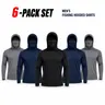6-Pack Men’s Performance Hoodies, Lightweight Long Sleeve Athletic Shirts with UPF 50+ Sun Protection, Moisture-Wicking Gym Gear, Breathable & Quick-Dry for Running, Fishing, and Outdoor Workouts