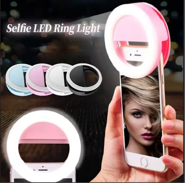 Selfie Ring Light, Portable Circular Ring Light, Clip-On Phone Light, Led Smartphone Light, Led Ringlight, Selfie Led Lights Ideal for makeup, live streaming, and vlogging Compatible with smartphones and tablets, Smartphone Camera Accessories White