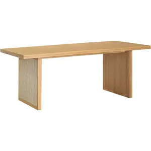 Rattan Oak Wood Dining Table for 6 People