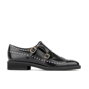 Windsor Black Women's Oxford Loafer - Soft Italian Leather, Double Strap Design, Comfortable & Stylish, Classic Style for Spring to Summer