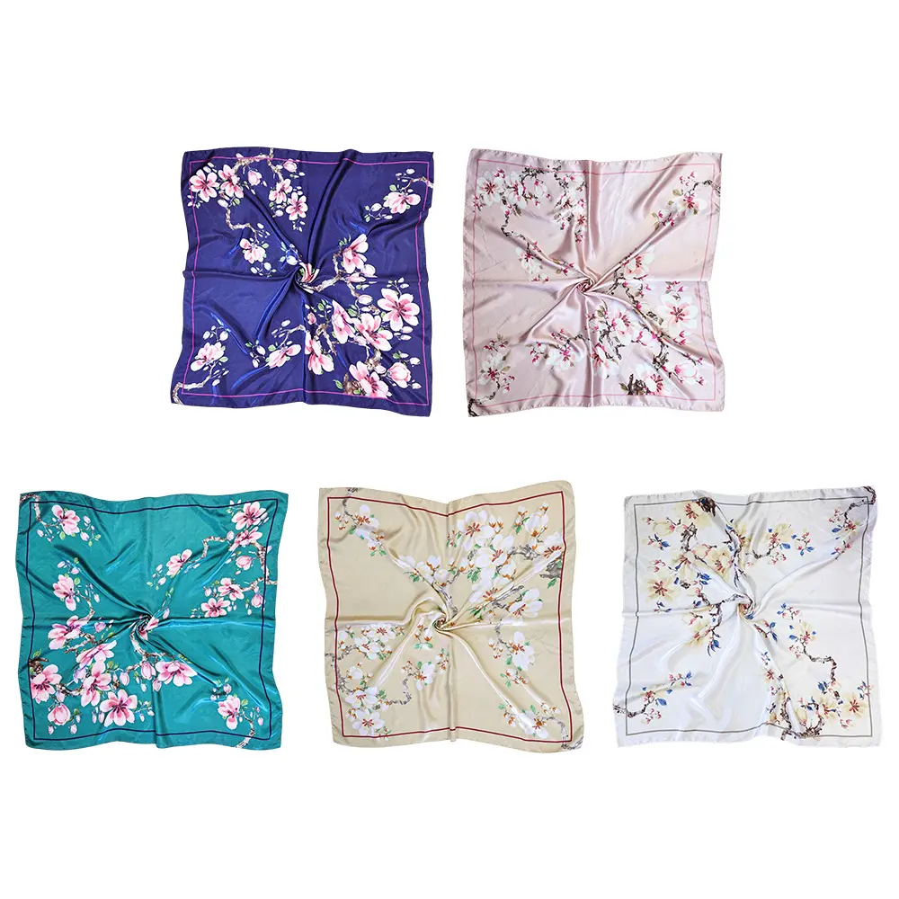 5 Packs 35.43 x 35.43 Inches Head Scarf for Women, Head Scarves Silk Like Satin Neck Scarfs Square Bandana Hair Wraps Scarf for Sleeping