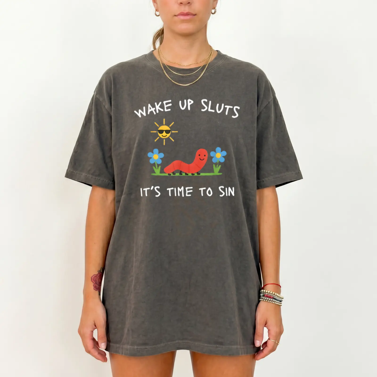 Comfort Colors Breathable Fabric "Wake Up Sluts" Funny Animal Meme Graphic Tee, Sarcastic Cursed Unhinged Humor Viral Top