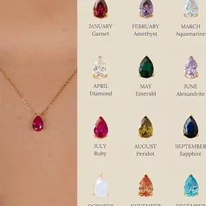 December Birthstone Water Drop Zircon Pendant Necklace Best Gift for Mom Girlfriend